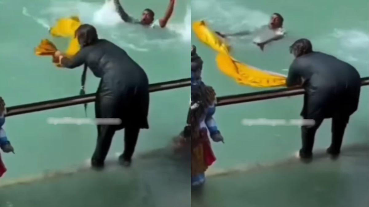 नदी की तेज धार में बह रहा था शख्स, दौड़कर आई महिला और फिर…, Viral Video देख फटी रह जाएंगी आंखें