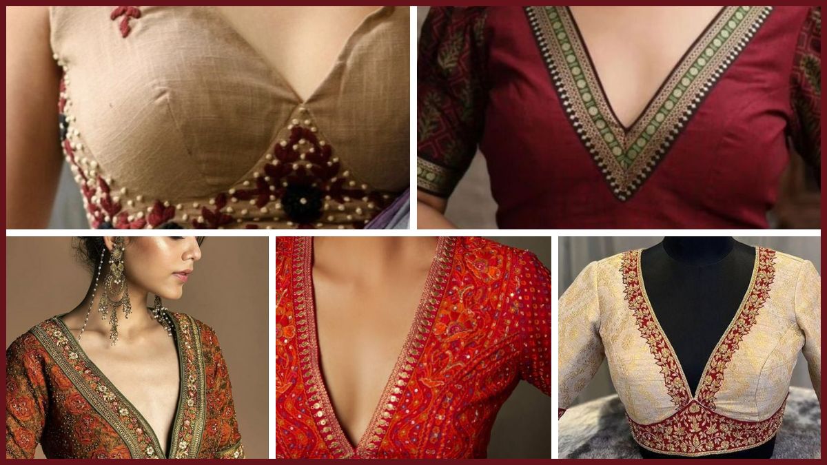साड़ी से लेकर लहंगे तक सबके लिए बेस्ट हैं ये V Neck Blouse, यहां देखें टॉप और लेटेस्ट डिजाइन