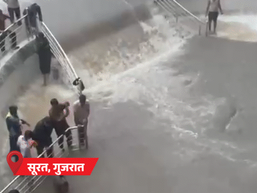36 घंटे में 18 इंच बारिश, आधा सूरत डूबा:गुरुग्राम में हाईवे धंसा, 10km लंबा जाम, वर्क फ्रॉम होम की अपील; जबलपुर में 5 मंजिला बिल्डिंग गिरी