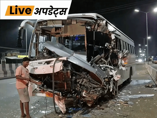 भास्कर अपडेट्स:तमिलनाडु के कांचीपुरम में लॉरी से टकराई बस, 30 लोग सवार थे; 3 की हालत गंभीर